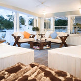 ONIJA  Wooden 5 Seater Sofa Set for Living Room | Rosewood 5 Seater Cushion Sofa Set | Solid Wood Sofa for Lounge (Walnut,) (3+2 Seater)